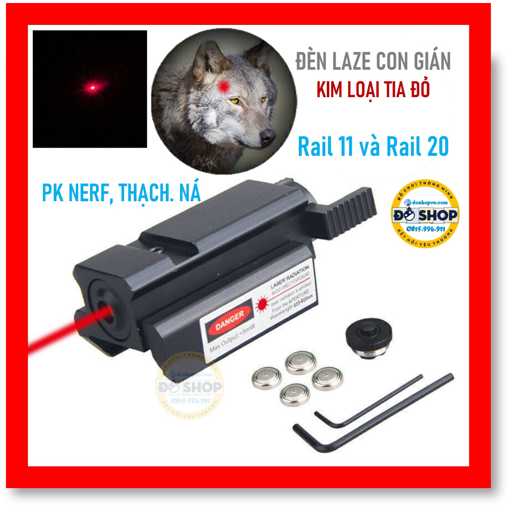 Đèn LAZE Con GlÁN Kim Loại Tia Đỏ Chân 11mm và 20mm - Đô Shop