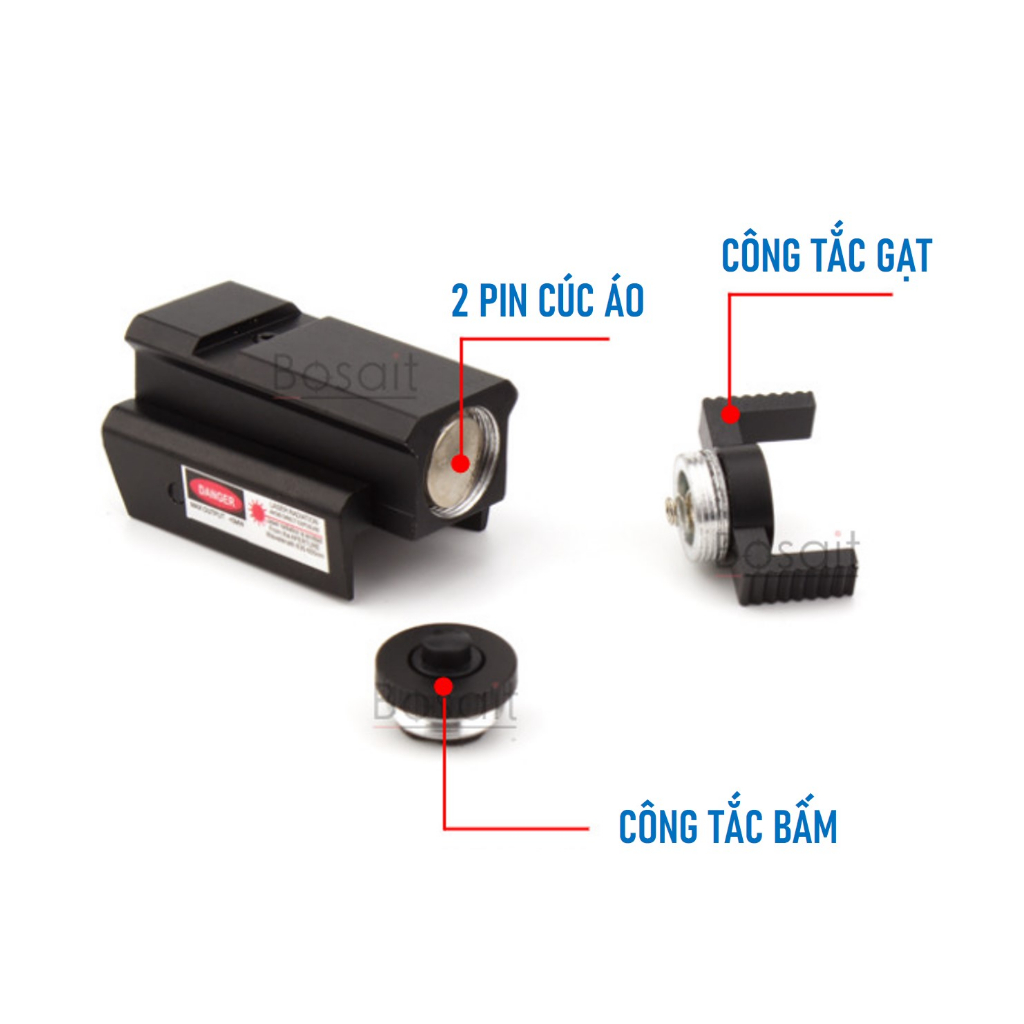 Đèn LAZE Con GlÁN Kim Loại Tia Đỏ Chân 11mm và 20mm - Đô Shop