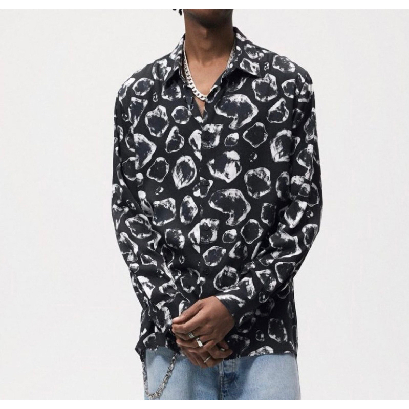 Áo sơ mi dài tay Zara authentic ABSTRACT PRINT size S