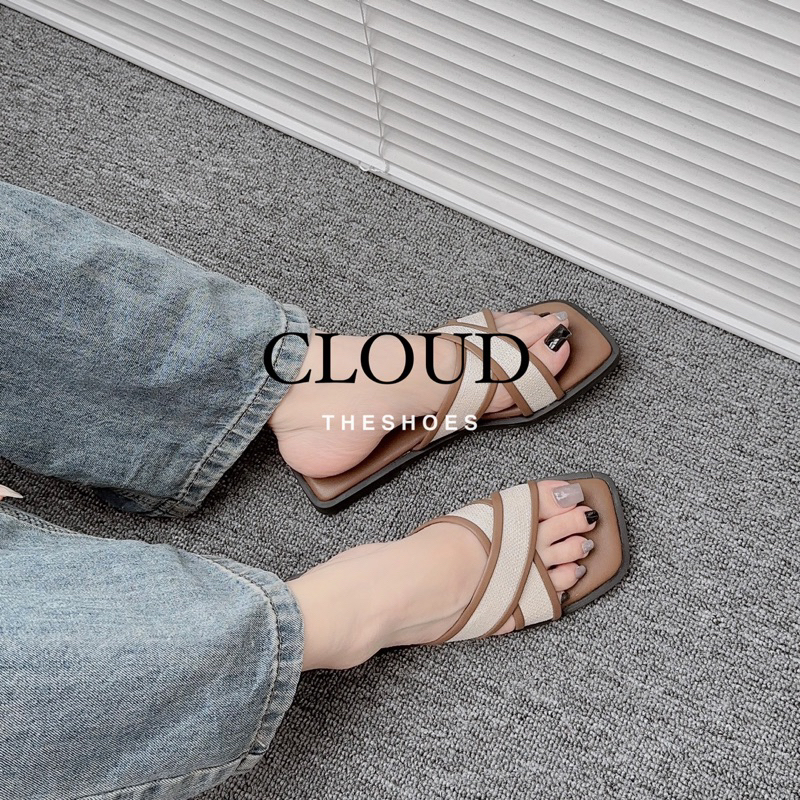 Dép bệt mũi vuông quai ngang / quai chéo viền