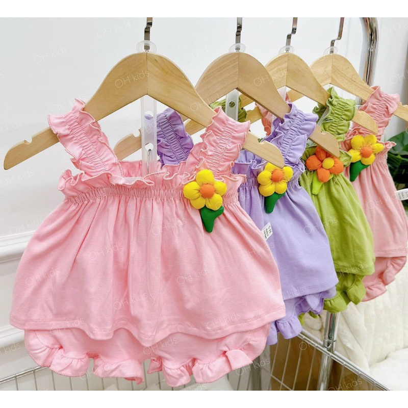 Bộ 2 dây hoa Cotton cho bé gái