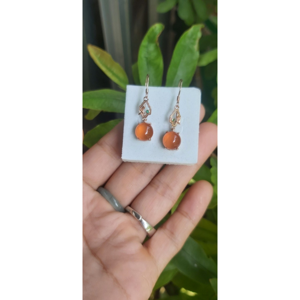 Hoa tai bạc mã não nam hồng