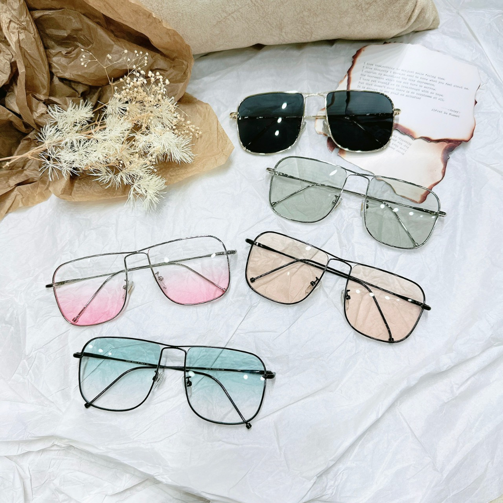 Mắt Kính Thời Trang Gọng Mảnh Kim Loại Pha Màu 739 Kiểu Dáng Phong Cách
