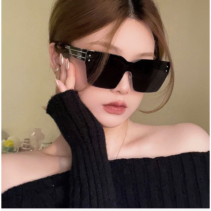 Km38 kính mát nam nữ xếp li nửa gọng không viền chống Uv400 ( tặng kèm bao da và khăn lau) có màu kính tráng gương