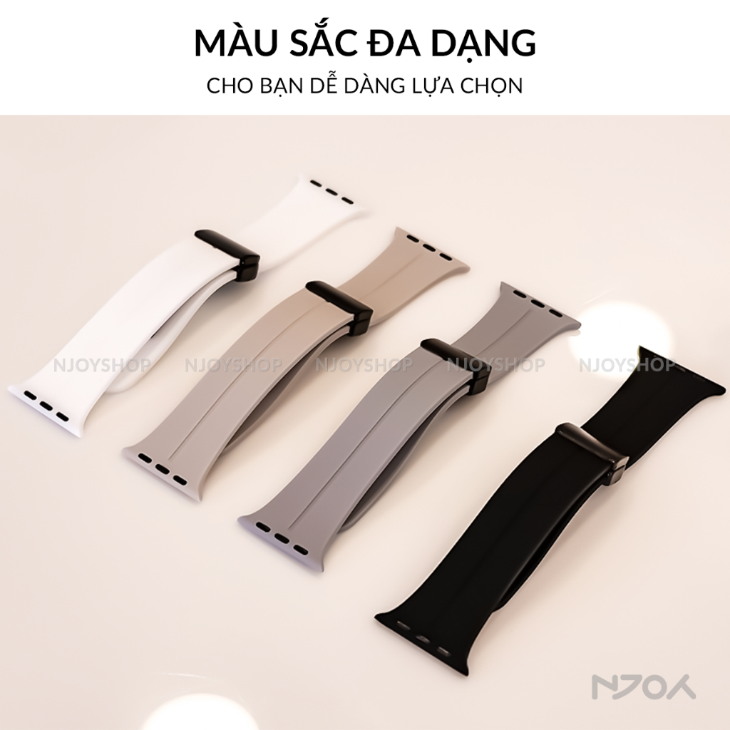 Dây Đeo Cao Su Lock Band Siêu Mềm Khóa Hít Nam Châm Từ Tính Chống Nước Cho AW Series 6/5/4/3/2/1 Njoyshop