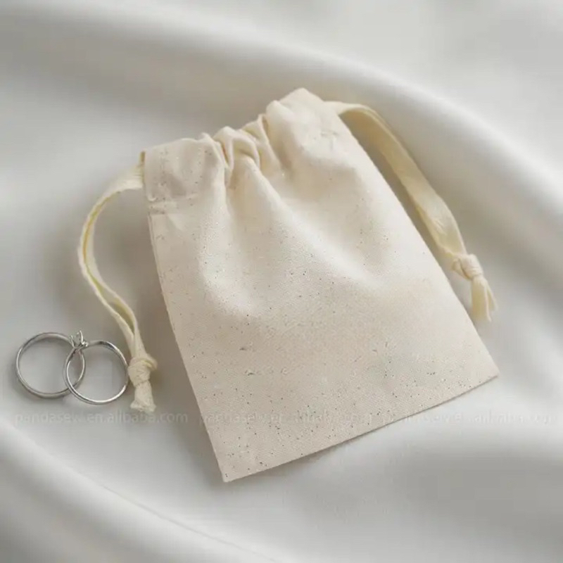 🌷 Túi vải cotton mộc dây rút đựng trang sức, phụ kiện siêu xinh | Túi vải dây rút