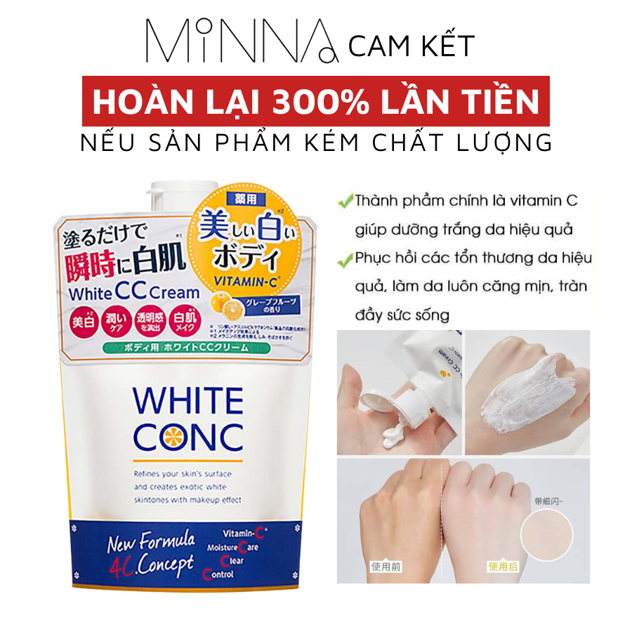 Dưỡng thể nâng tông trắng da body White Conc Cc Cream 200g Nhật Bản