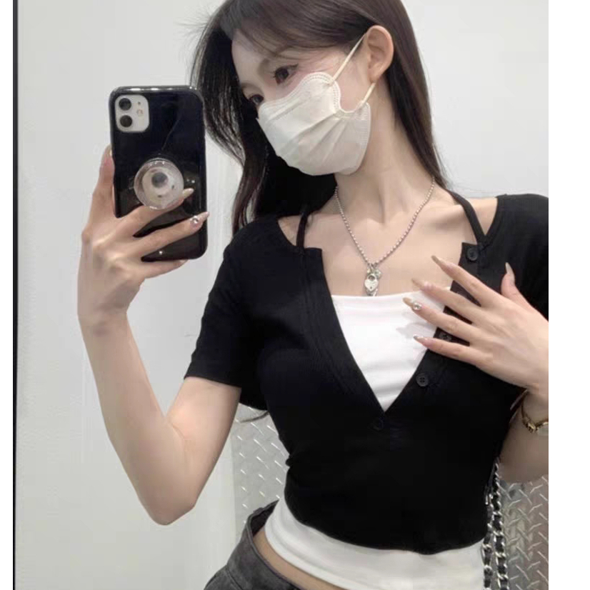 Áo Thun Bigsize Nữ Cổ Yếm,Áo Kiểu Croptop Big Size Nữ Tôn Vòng 1 Vải Thun Gân Co Giãn G45