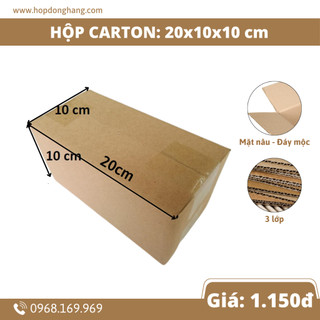 20x10x10 Combo 50 Hộp Carton Đóng Hàng Hộp Ship COD 3 Lớp sóng E Mặt Nâu