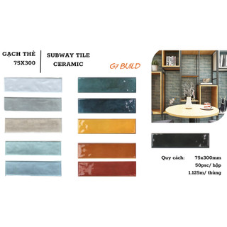 Gạch thẻ trang trí nhập khẩu kt 75x300 lượng sóng mặt ốp tường trang trí phòng tắm, phòng bếp, decor quán, dễ vệ sinh
