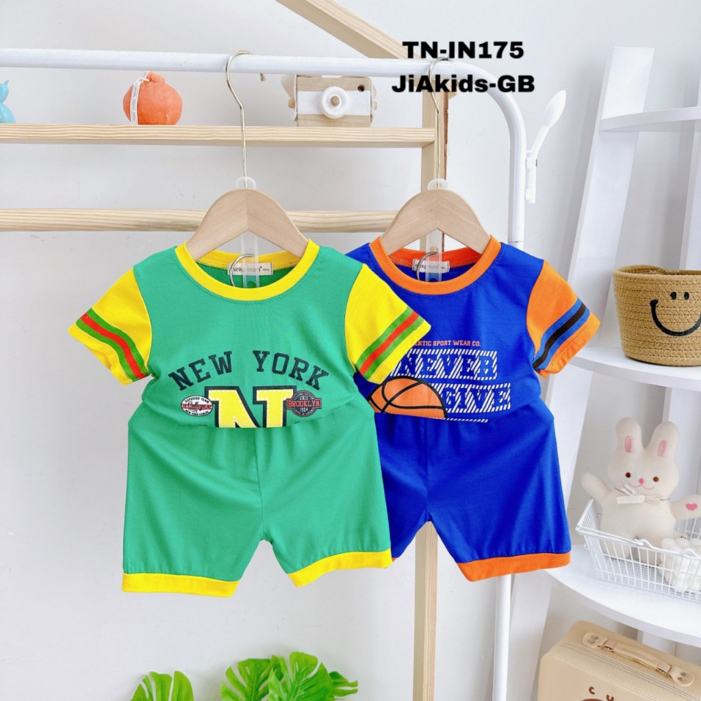 Bộ Cộc Tay THUN LẠNH MINKY MOM In Hình Phong Cách Thể Thao Cho Bé Đi Học Đi Chơi 10-27 ký