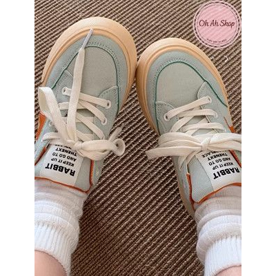 🍓  Giày Nữ Đi Học Giày Vải Canvas Hoạ Tiết Ngôi Sao Màu Xanh Mint Dễ Thương