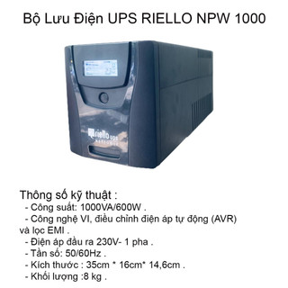 Bộ lưu điện UPS RIELLO 1000VA Công suất 600W Chính Hãng
