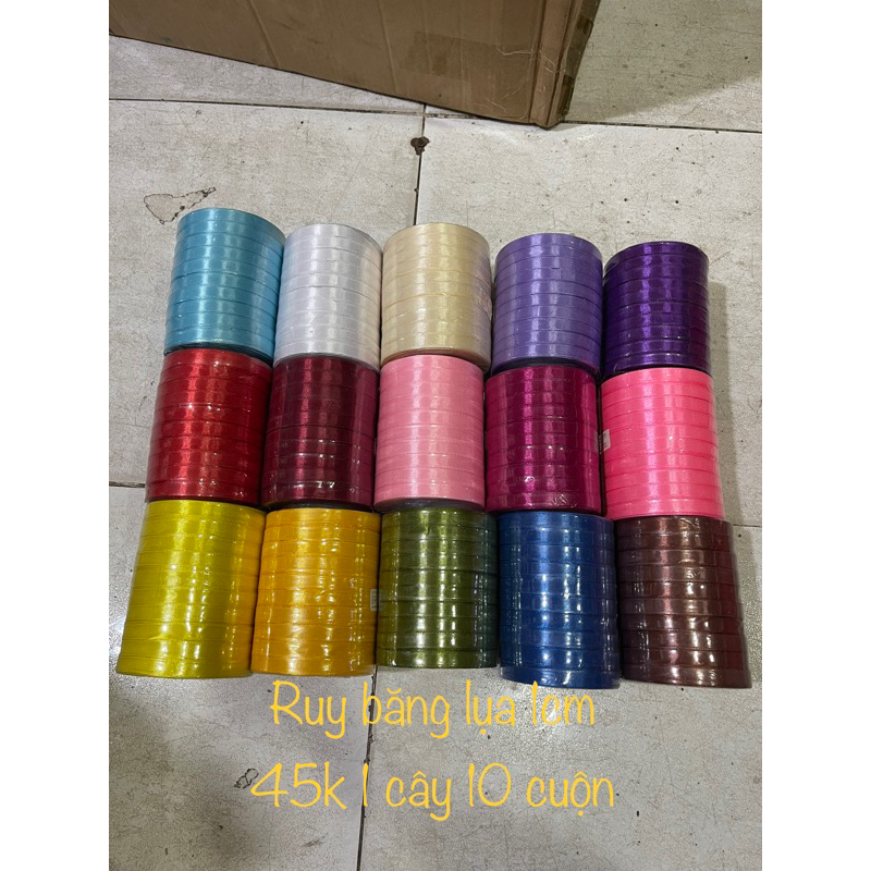 Cây ruy băng lụa 1cm ( 1 cây 10 cuộn)