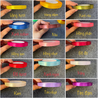 [ R600 ] Sỉ Cây ruy băng lụa 1cm ( 1 cây 10 cuộn), ruy băng lụa satin bản 1cm dài 22m bó hoa, gói quà, làm nơ, trang trí