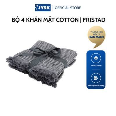 Bộ 4 khăn mặt cotton | JYSK Fristad | xám | R30xD30cm
