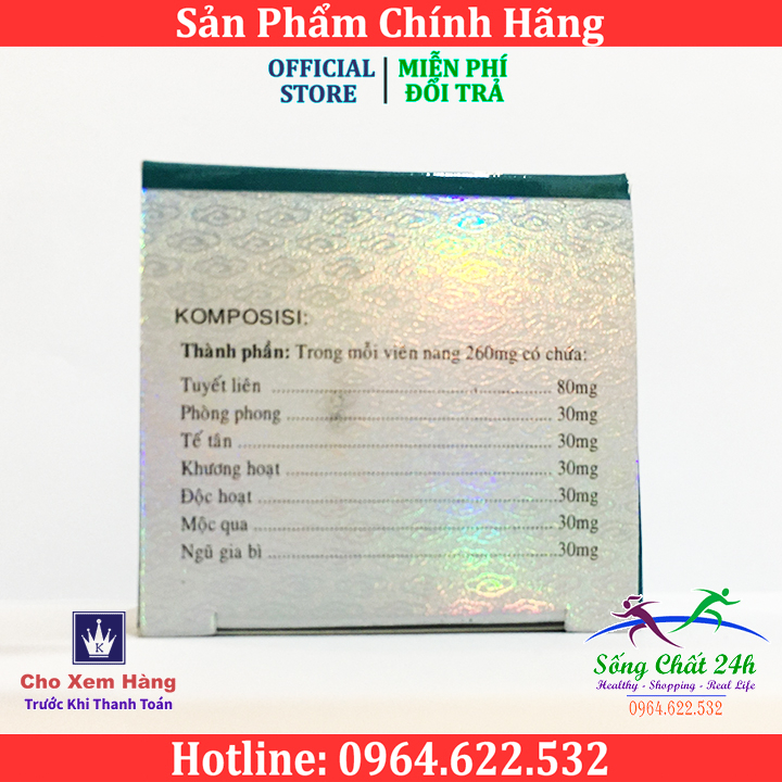 Viên Uống Hỗ Trợ Xương Khớp - Tuyết Liên Phong Thấp Linh Hộp 30 viên - Sống Chất 24h