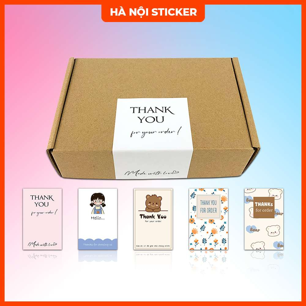 Combo 100 Tem Niêm Phong, Tem Thank You Size 11x7cm Có Keo Dán Mặt Sau, Niêm Phong Hộp Carton, Đơn Gói Hàng Ship Online