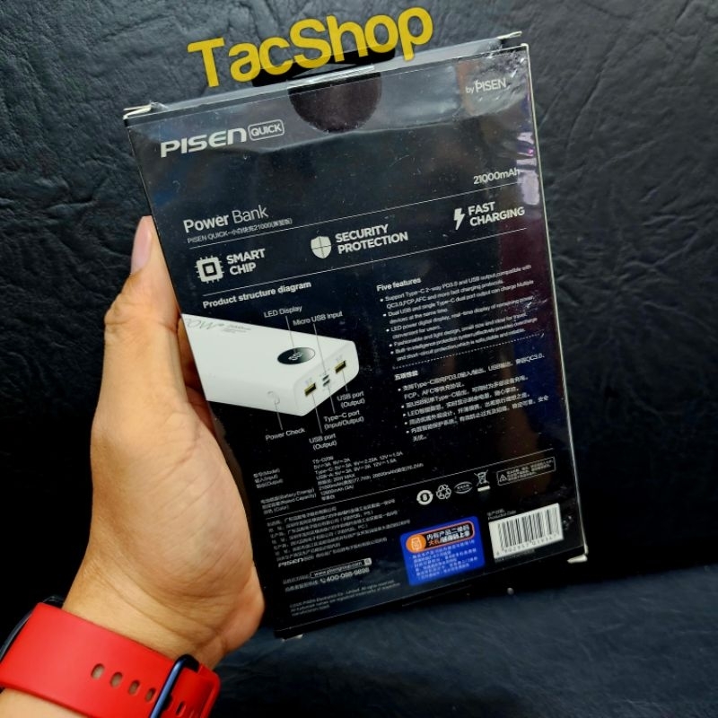 Pin sạc dự phòng Pisen Quick TS-298 21000mAh hỗ trợ sạc nhanh 20W Chính Hãng