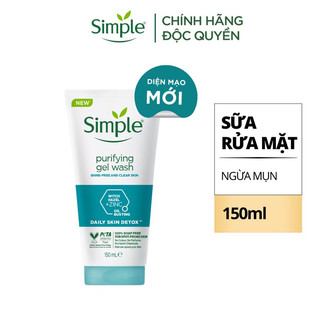 Sữa rửa mặt simple giúp kiểm dầu và ngừa mụn Purifying gel wash chính hãng 100%