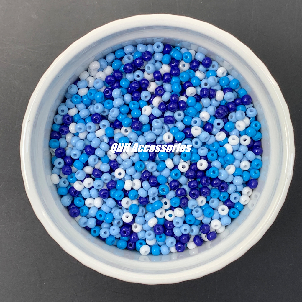 10g/50g Hạt cườm thủy tinh 4mm màu đục loại cao cấp dùng làm trang sức thủ công, vòng tay..DIY