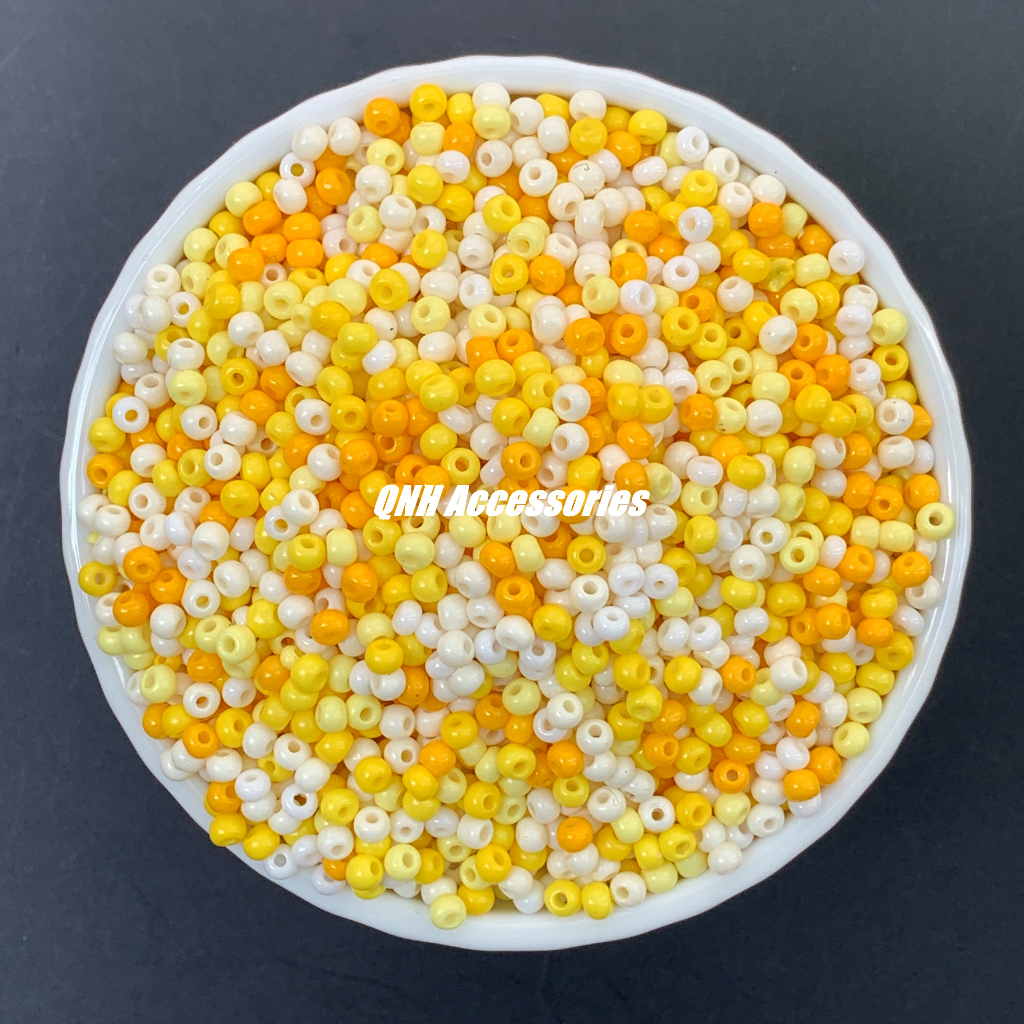 10g/50g Hạt cườm thủy tinh 4mm màu đục loại cao cấp dùng làm trang sức thủ công, vòng tay..DIY