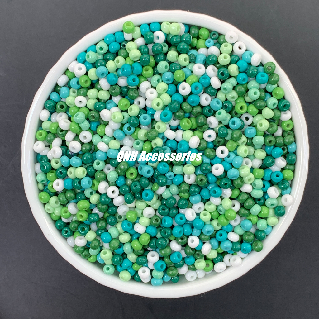 10g/50g Hạt cườm thủy tinh 4mm màu đục loại cao cấp dùng làm trang sức thủ công, vòng tay..DIY