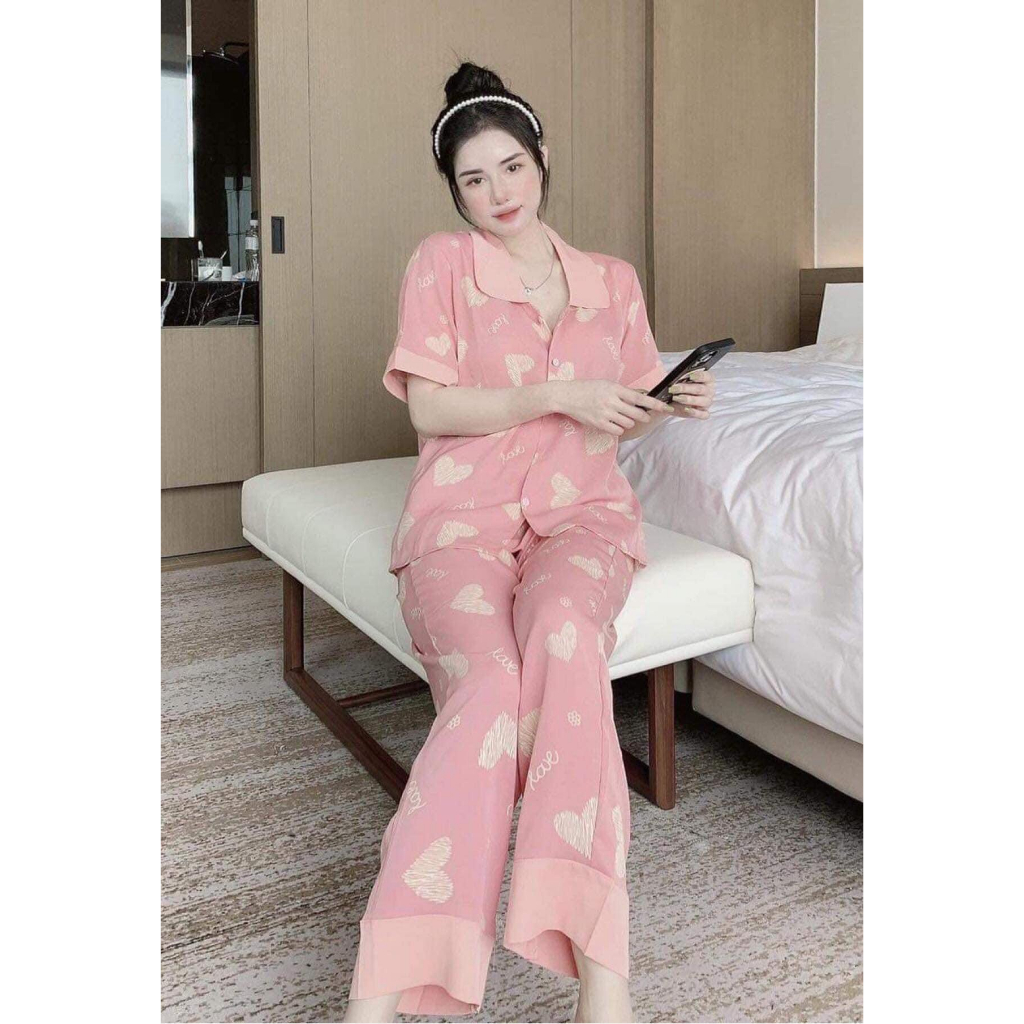 Bộ pijama cho nữ CỘC DÀI cổ sen HAVU SHOP dễ thương nhiều màu - Đồ bộ ngủ mặc nhà thiết kế nhiều hoạ tiết