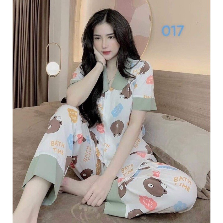 Bộ pijama cho nữ CỘC DÀI cổ sen HAVU SHOP dễ thương nhiều màu - Đồ bộ ngủ mặc nhà thiết kế nhiều hoạ tiết