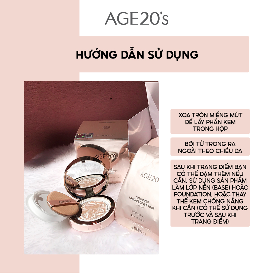 [TẶNG 1 LÕI]Phấn nền Dưỡng Ẩm AGE 20'S Signature Essence Cover Pact Moisture 14gx2