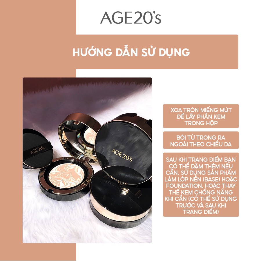 [TẶNG 1 LÕI] Phấn Tươi X2 Che Khuyết Điểm AGE 20’S Signature Essence Cover Pact Intense Cover 14g