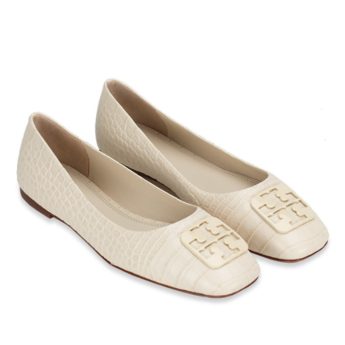 Giày TORY BURCH Georgia Soft Croco Embossed Ballet New Cream