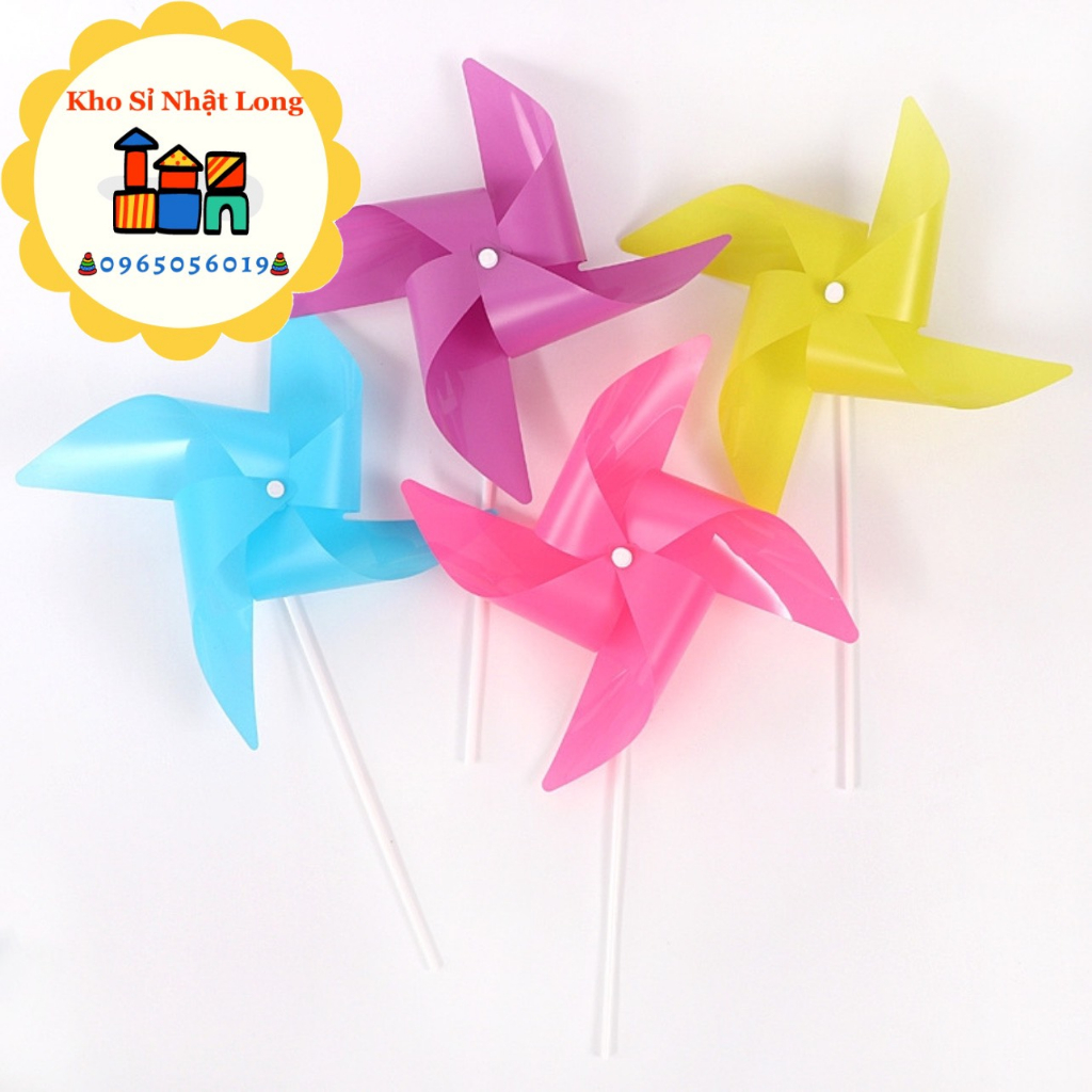 Chong chóng nhựa 4 CÁNH 1 MÀU 24 CM cầm tay - Chong chóng que cầm