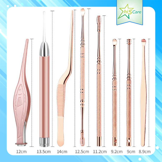 Bộ lấy ráy tai, dụng cụ lấy ráy tai 7 món có đèn soi bên trong tai