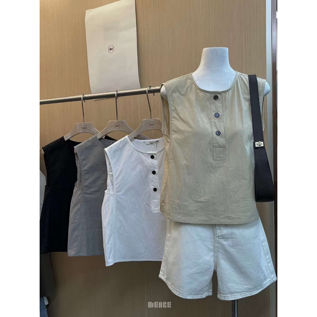 Áo thô Hàn sát nách cúc cổ 1993s boutique