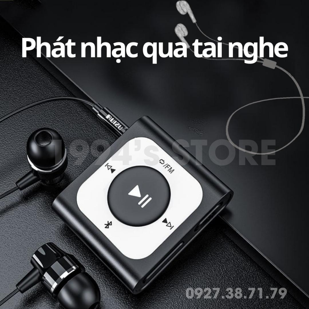 Ruizu X66 - Máy nghe nhạc thể thao mini Bluetooth 5.0 - Tặng kèm tai nghe - Có kẹp áo tiện lợi - Nhỏ gọn và nhẹ