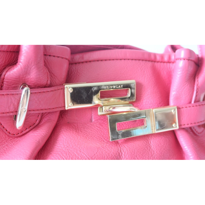 Túi vintage hiệu Lovcat Pháp da thật màu hồng - secondhand