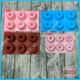 HCM - Khuôn silicon nướng bánh Bundt, làm rau câu Chiffon mini hoa 6 ô