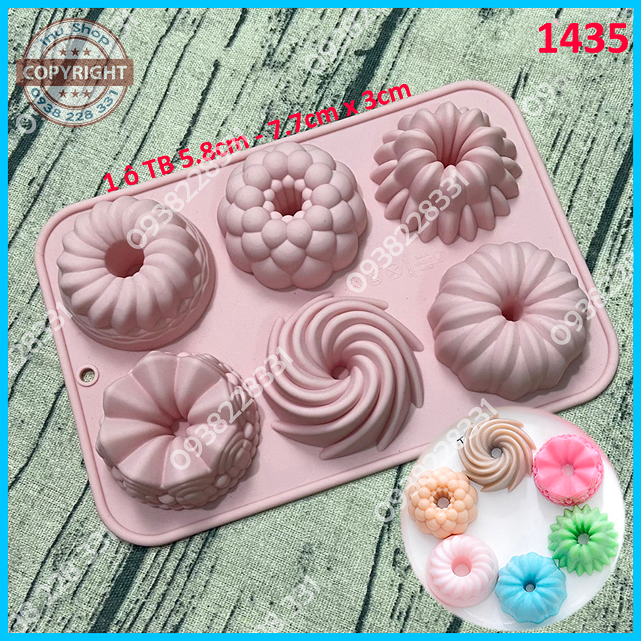 HCM - Khuôn silicon nướng bánh Bundt, làm rau câu Chiffon mini hoa 6 ô