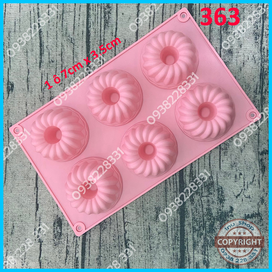 HCM - Khuôn silicon nướng bánh Bundt, làm rau câu Chiffon mini hoa 6 ô