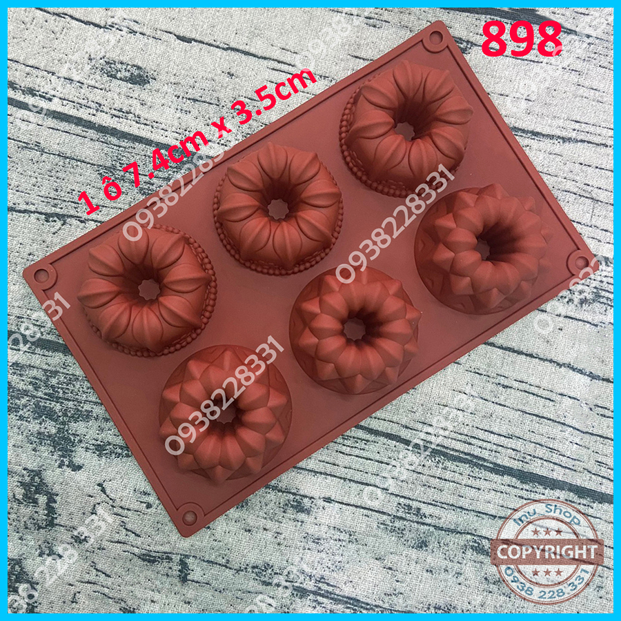 HCM - Khuôn silicon nướng bánh Bundt, làm rau câu Chiffon mini hoa 6 ô