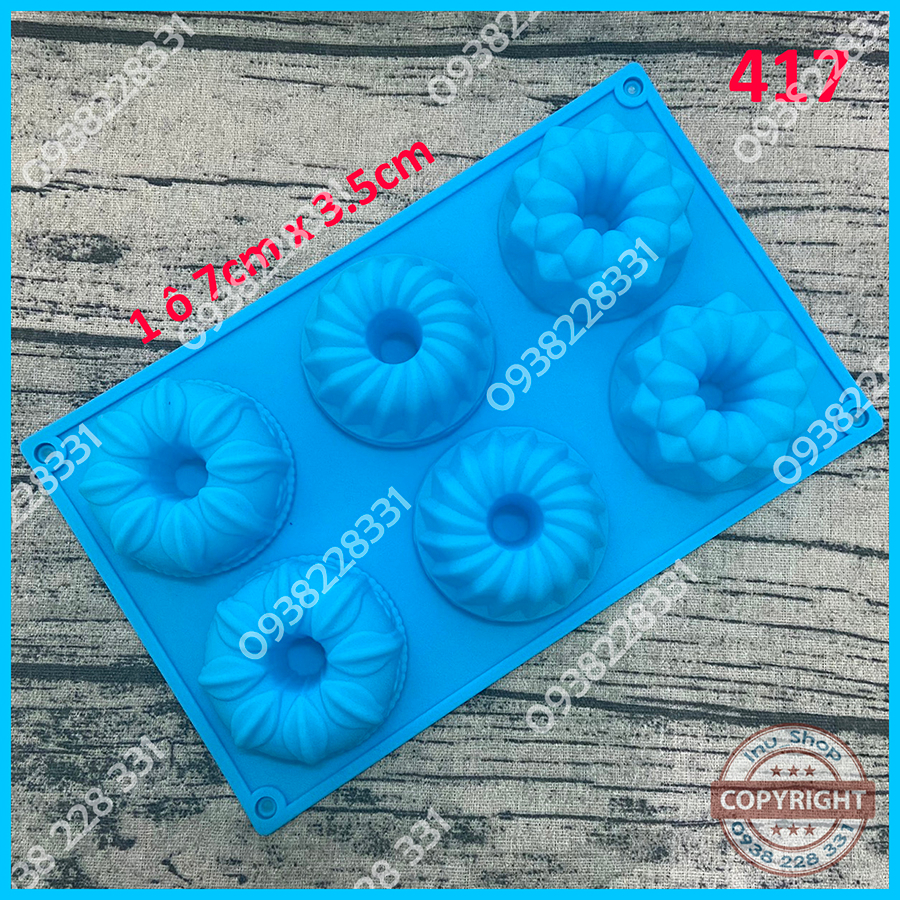 HCM - Khuôn silicon nướng bánh Bundt, làm rau câu Chiffon mini hoa 6 ô