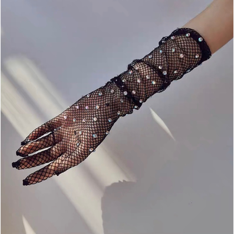 Găng tay lưới đính đá sáng lấp lánh