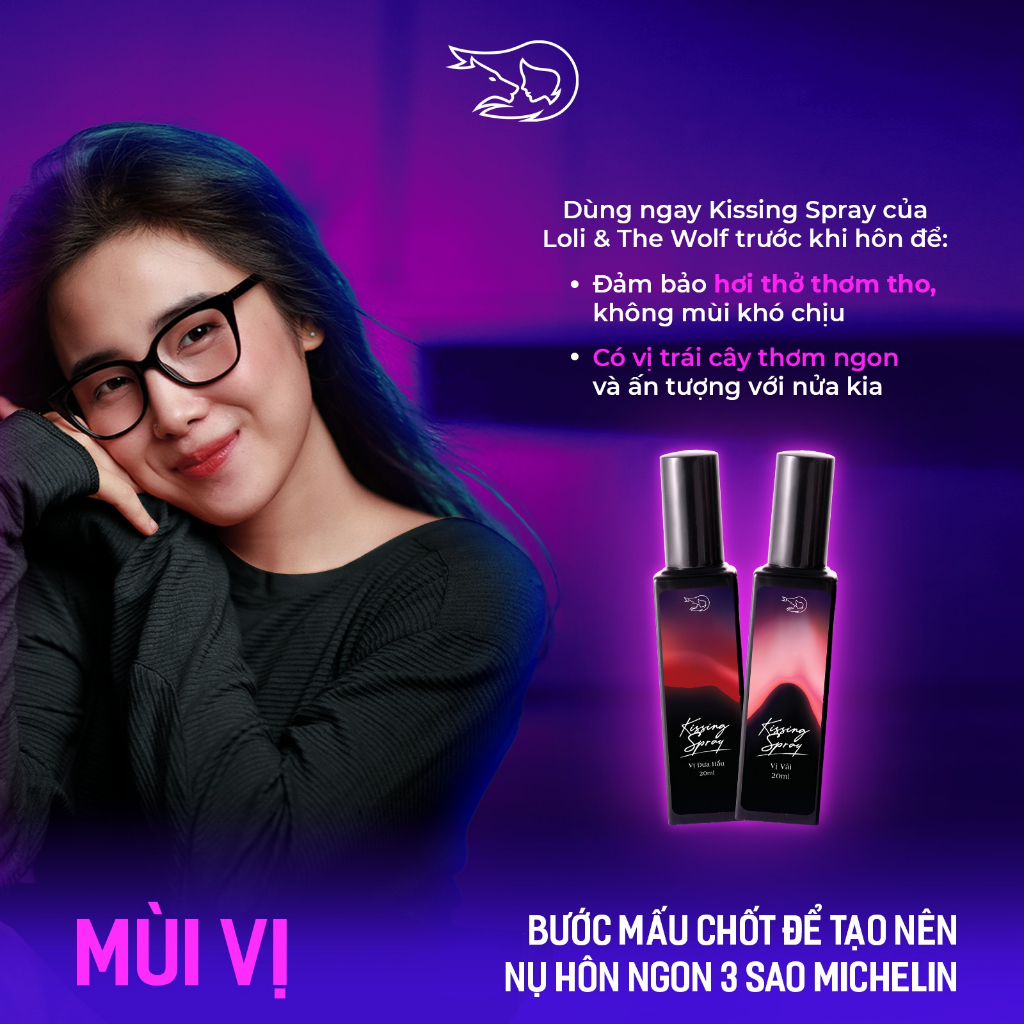 Xịt Thơm Miệng Kissing Spray Loli & The Wolf Vị Chocomint Ngọt Thơm Hương Bạc Hà 20ml