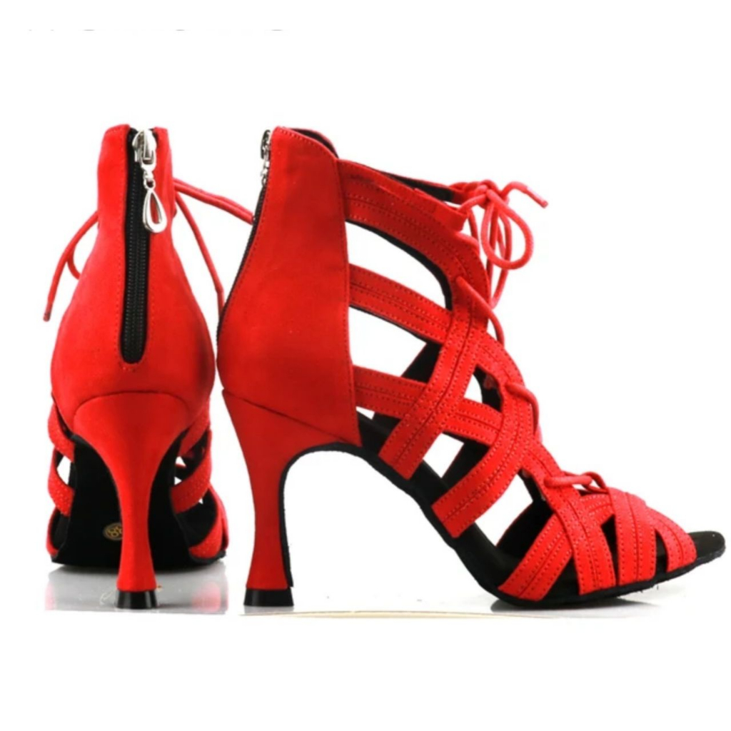 Giày boots latin khiêu vũ cột dây cao cấp-đế da mềm mẫu mới 7 phân