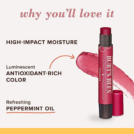 Son bóng dưỡng ẩm Burt's Bees Lip Shimmer 2.55g - Rhubarb / Peony (Mỹ)