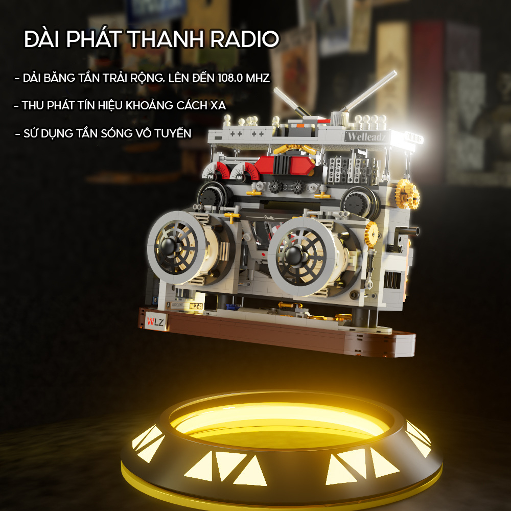 Mô hình lắp ráp  Đài Phát Thanh Radio phong cách cổ điển, mô hình đồ chơi đài cassette