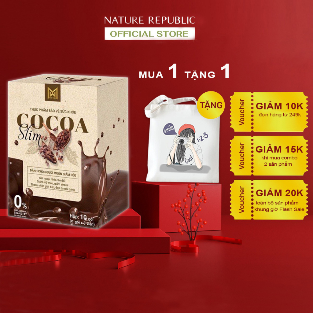 Giảm Cân Cocoa Slim Mẫu Mới Nhất Chính Hãng CTy Hộp 20 Viên Hỗ Trợ Giảm Cân Nhanh Cấp Tốc