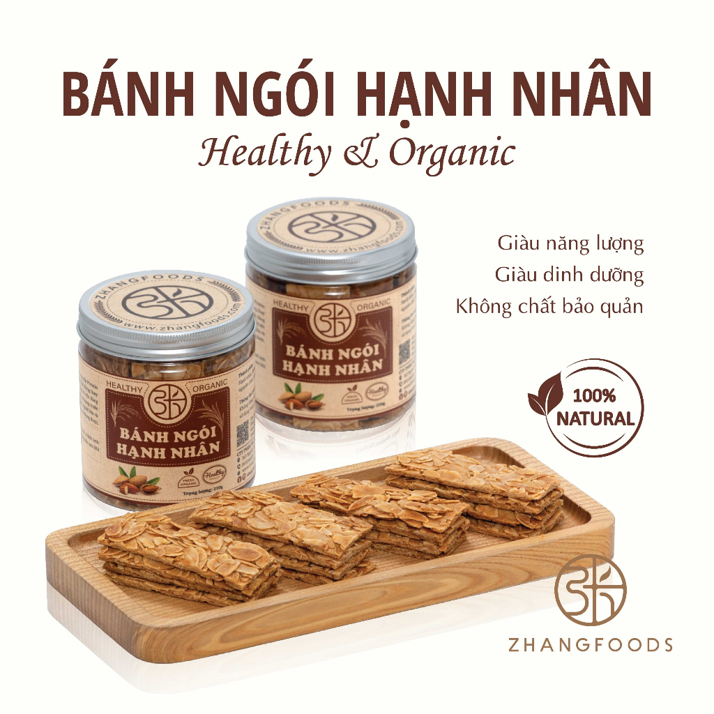 Bánh Ngói Hạnh Nhân- Zhangfoods- Healthy & Organic-  Ăn Vặt- Eat Clean- Ăn Kiêng
