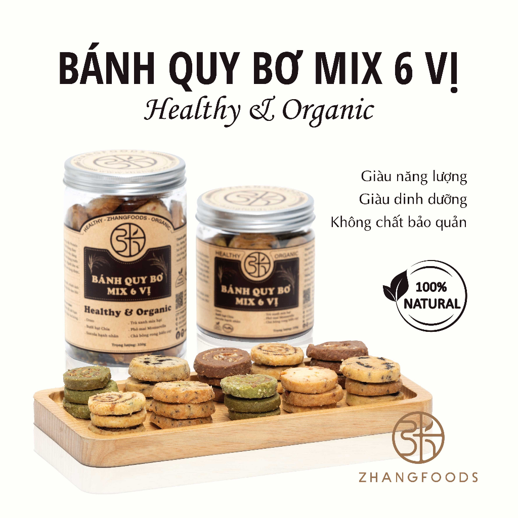Bánh quy bơ mix 6 vị Healthy & Organic ăn vặt giảm cân - Zhangfoods